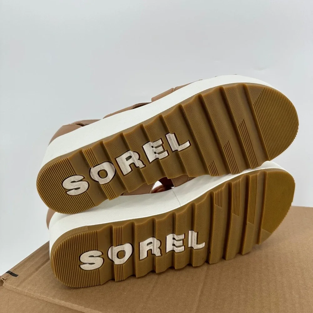 Sorel Tan Cameron Platform Lace Wedge‎ Leather Sandal Women's 9.5